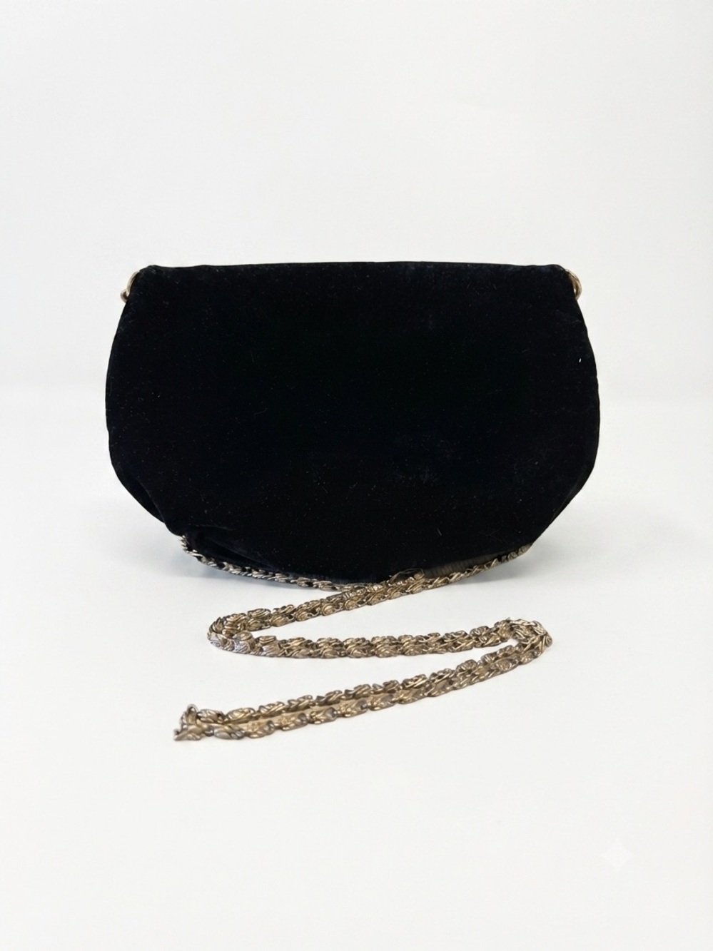 Vintage Black Velvet & Silver/Gold Mesh Bow Evening Clutch Bag Made in Hong Kong - Picture 8 of 10